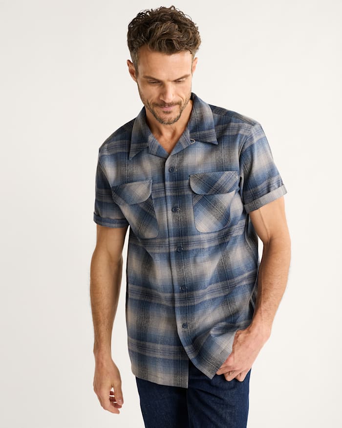 MEN'S SHORT-SLEEVE PLAID BOARD SHIRT